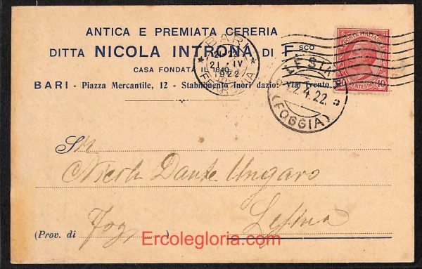 ae0741 - CARTOLINA  D'EPOCA - Bari Città - Nicola Introna   1922