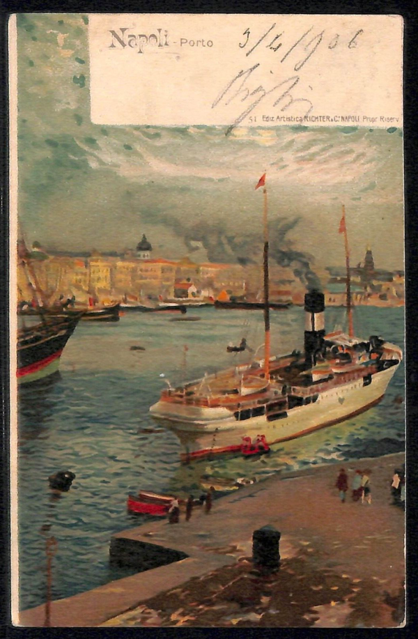ab8571  - CARTOLINA  D'EPOCA - Napoli  Città  - IL PORTO  1906