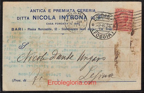 ae0750 - CARTOLINA  D'EPOCA - Bari Città - Nicola Introna  1924