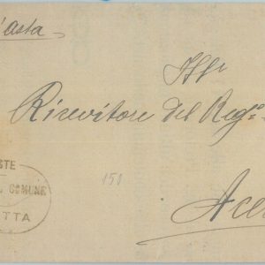 80447 - ITALIA REGNO - STORIA POSTALE:  BUSTA da MOLFETTA Bari  1899 tondoquadro