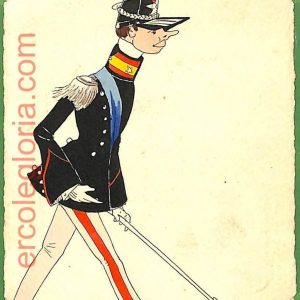 ah1723 - CARTOLINA EPOCA dipinta a MANO - Costume Militare MESSINA Fanteria