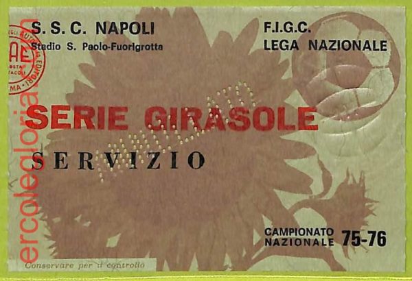 ZA1036   - Vecchio  BIGLIETTO PARTITA  CALCIO -  1975/1976: Napoli
