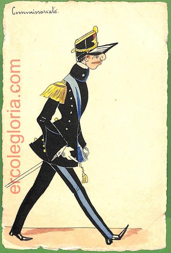 ah1726 - CARTOLINA EPOCA dipinta a MANO - Costume Militare COMMISARIO