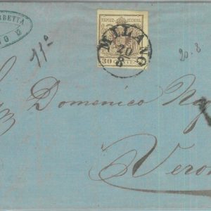 83482 - Antichi Stati LOMBARDO VENETO - Sass 21 su Busta da MILANO a VERONA