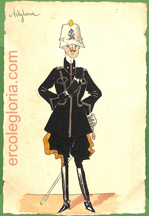 ah1731 - CARTOLINA EPOCA dipinta a MANO - Costume Militare ARTIGLIERIA