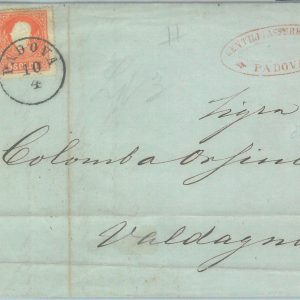 83484 - Antichi Stati LOMBARDO VENETO - Sass 25 su Busta da PADOVA a VALDAGNO