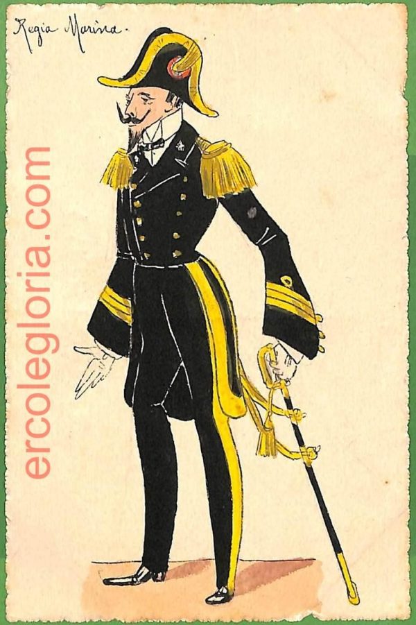 ah1733 - CARTOLINA EPOCA dipinta a MANO - Costume Militare REGIA MARINA