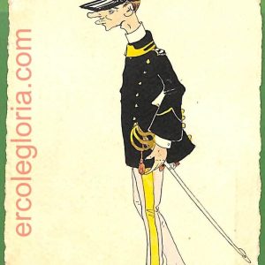 ah1734 - CARTOLINA EPOCA dipinta a MANO - Costume Militare GUARDIA di FINANZA
