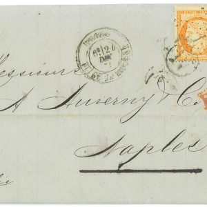 P4083 - FRANCE , YVERT NR. 38 X 2, ON FOLDED LETTER TO NAPLES,