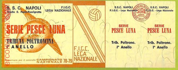 ZA1074 - Vecchio  BIGLIETTO PARTITA  CALCIO -  1978/1979: Napoli