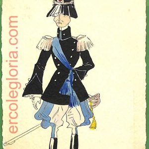 ah1739 - CARTOLINA EPOCA dipinta a MANO - Costume Militare VETERINARIO