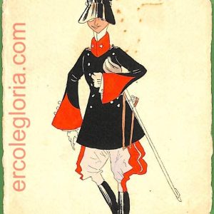 ah1740 - CARTOLINA EPOCA dipinta a MANO - Costume Militare CAVALLERIA Piemonte