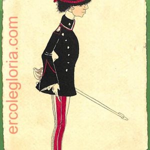 ah1745 - CARTOLINA EPOCA dipinta a MANO - Costume Militare CAVALLERIA Modena