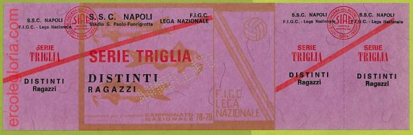 ZA1094 - Vecchio  BIGLIETTO PARTITA  CALCIO -  1978/1979: Napoli