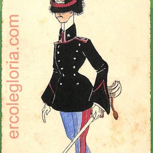 ah1747 - CARTOLINA EPOCA dipinta a MANO - Costume Militare CAVALLERIA Modena