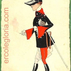 ah1748 - CARTOLINA EPOCA dipinta a MANO - Costume Militare CAVALLERIA Foggia