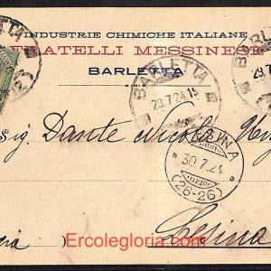 ae0894 - CARTOLINA  D'EPOCA - BAT Provincia - Barletta  1924