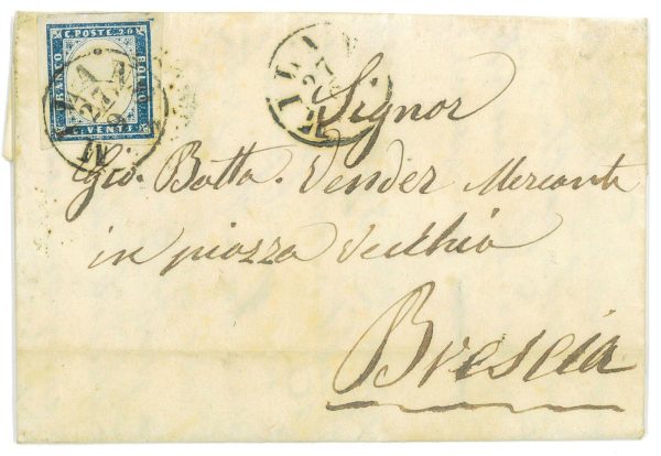 P4398 - SARDEGNA, 15 AB, DA MILANO A BRESCIA 27.9.1859