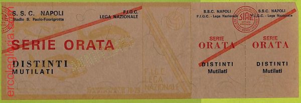 ZA1210 - Vecchio  BIGLIETTO PARTITA  CALCIO -  1978/1979: Napoli