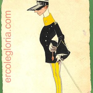 ah1751 - CARTOLINA EPOCA dipinta a MANO - Costume Militare LANCIERI  V. E. II