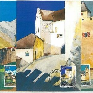 14654 - LIECHTENSTEIN - POSTAL HISTORY - Set of 3 MAXIMUM CARDS Architecture
