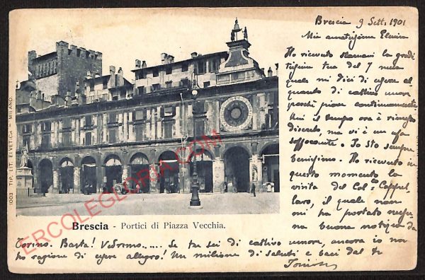 ae4124 - CARTOLINA  D'EPOCA - Brescia Città - Portici di Piazza Vecchia
