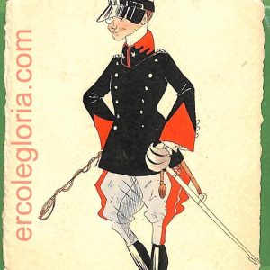 ah1750 - CARTOLINA EPOCA dipinta a MANO - Costume Militare FOGGIA Cavalleggeri