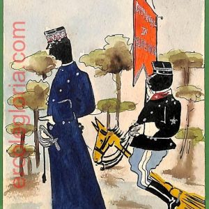 ah1713 - CARTOLINA EPOCA dipinta a MANO - Costume Militare UMORISMO