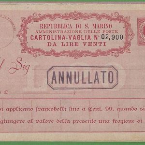 za1620 - SAN MARINO - STORIA POSTALE -  Vaglia postale # V2/V9 set di 8!