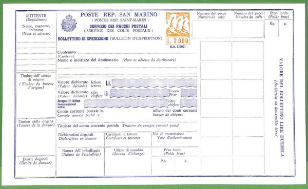 za1621 - SAN MARINO - STORIA POSTALE -  Bollettino Spedizioni  # P24/6 set di 3!