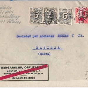 41647 -España - Historia Postal -  Edifil 592 Fiscales  sobre Carta a SUIZA 1932