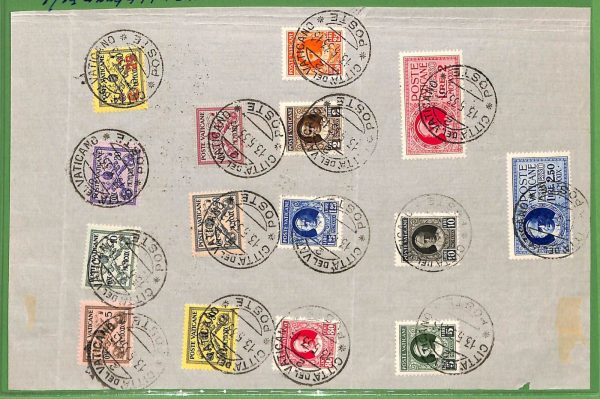 ZA1622 - VATICANO - FRANCOBOLLI Sassone # 1/13 (-4)  + 14 + E1/E2 su FOGLIO 1933