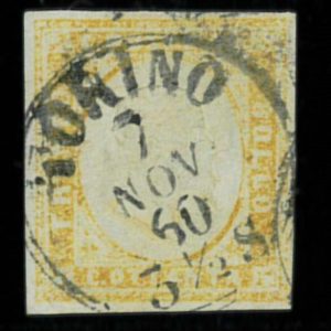 P3759 C - SARDEGNA , SASSO. 17 B ANNULLATO TORINO 1860