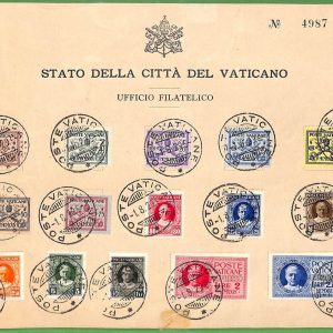 ZA1623 - VATICANO - FRANCOBOLLI Sassone # 1/13   + E1/E2 su FOGLIO - FDC   1933