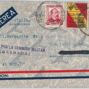 41662 - ‎España - Historia Postal - GUERRA CIVIL  censor Militar GRANADA  1937