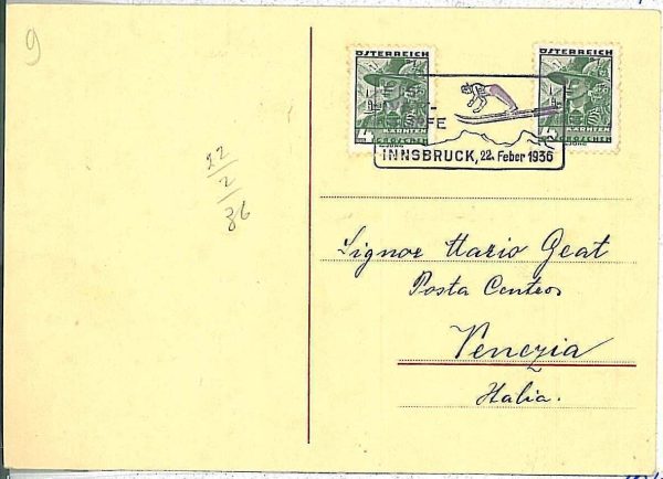 26738 - AUSTRIA  - POSTAL HISTORY - Special Postmark on CARD 1936 - SKIING