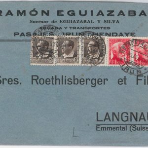 41660 - ‎España - Historia Postal - CORREO  a SUIZA  1935