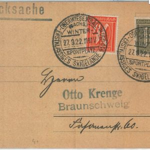 73718 - GERMANY - POSTAL HISTORY -  POSTMARK on special postcard:  Skiing  1922