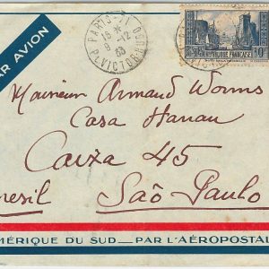 42022 - FRANCE -  POSTAL HISTORY - Yvert # 261 III  on COVER to BRAZIL 1933