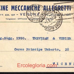 ae3009 - CARTOLINA  D'EPOCA - Verona Città - Officine Meccaniche Allegretti
