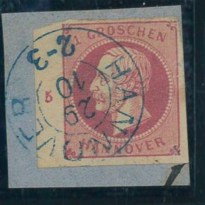P3266 B - HANNOVER MICH. 14 DI NR. 5 ON PIECE, USED BORDER OF THE SHEET.