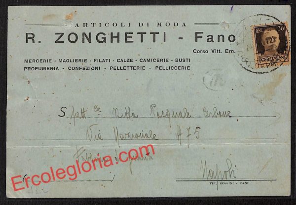 ah6692 - STORIA POSTALE - Pesaro e Urbino Provincia - Fano