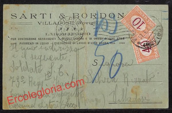ai1220 - STORIA POSTALE - Rovigo Provincia - Villadose