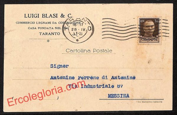 ai7409 - STORIA POSTALE - Taranto Città - Luigi Blasi