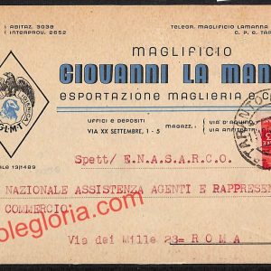ai7415 - STORIA POSTALE - Taranto Città - Maglificio Giovanni la Manna