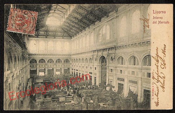 ag6001 - CARTOLINA D'EPOCA - Livorno Città - Interno del Mercato