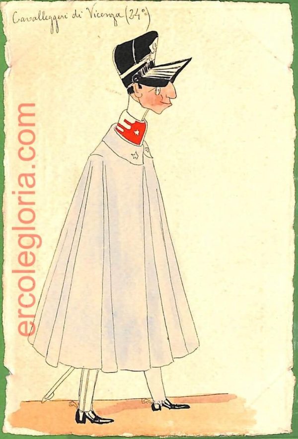 ah1675 - CARTOLINA EPOCA dipinta a MANO: Costume Militare VICENZA Cavalleggeri