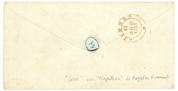 P3218 - FRANCE, 1855 FROM MARSEILLE TO LIVOURNE, ENVELOPPE , WITH “VAPEUR CORSE” - immagine 2