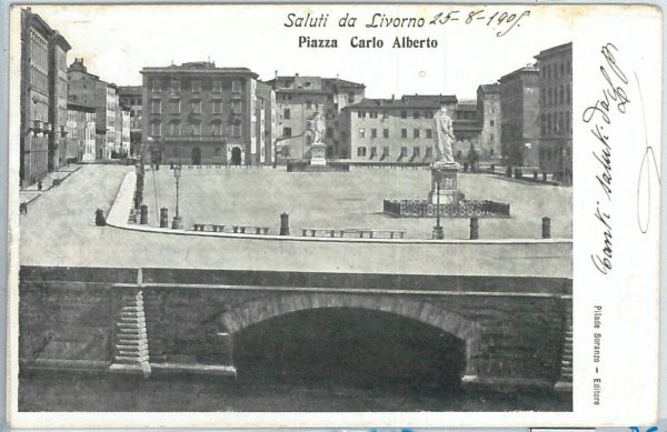 73362  - CARTOLINA d'Epoca: LIVORNO Città -   Piazza CARLO ALBERTO  1909