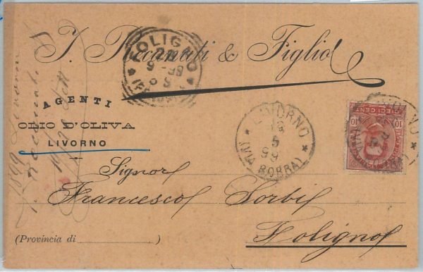 73340  - CARTOLINA d'Epoca: LIVORNO Città -   PUBBLICITARIA 1899